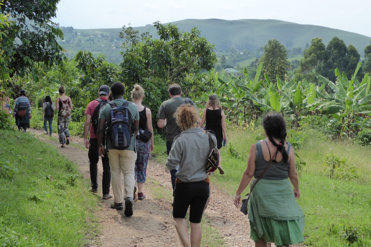 Group hiking south western Uganda