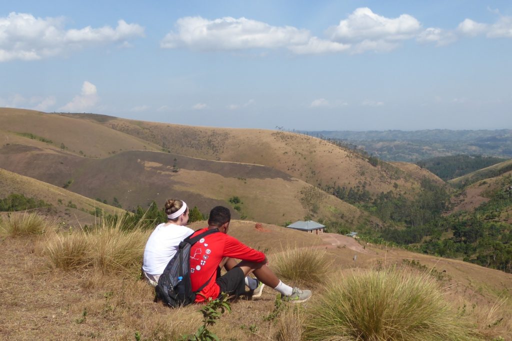 Enjoying views of Rukungiri hills on a hiking trip