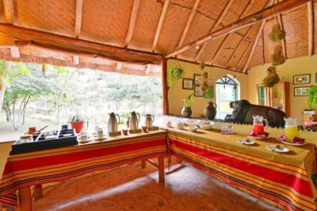 Ishasha Jungle Lodge dining area in Queen Elizabeth National Park, Uganda