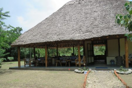 Ishasha Jungle Lodge lounge in Queen Elizabeth National Park, Uganda