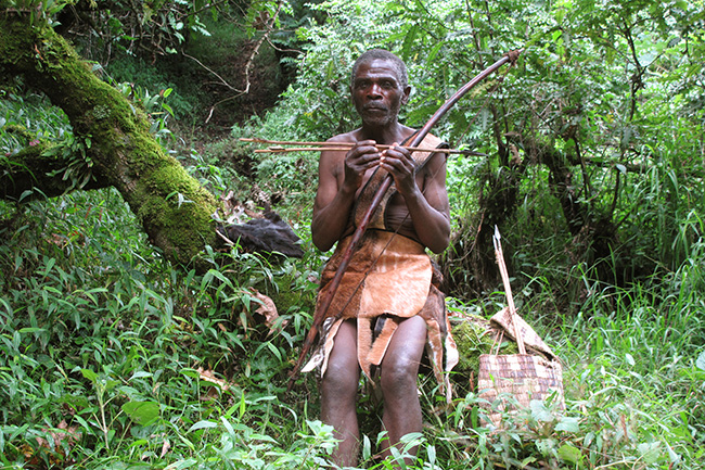 batwa hunter one of the Batwa tribe on a safari with Venture Uganda
