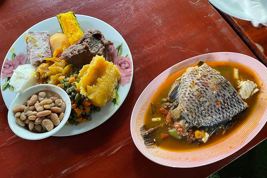 Platter of Ugandan foods 