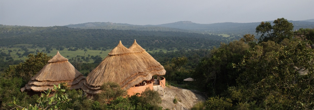 Mihingo Lodge sitting on a rocky outcrop overlooking Lake Mburo national park in Uganda Mihingo Lodge sitting on a rocky outcrop overlooking Lake Mburo national park in Uganda